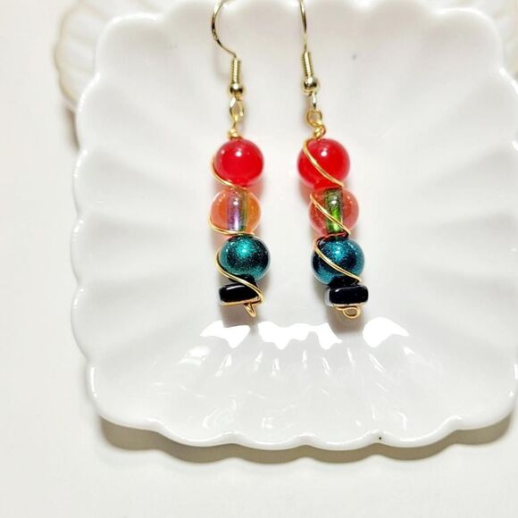 Artisan earrings 648# NEW bohemian Vintage glass earrings Y2k earrings retro c - Picture 2 of 3